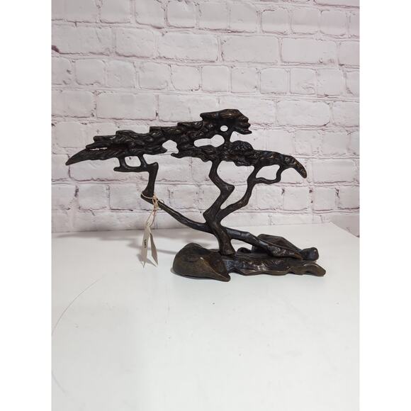Signed Scott Nelles 1993 Bronze Art Sculpture Cypress Tree  Signed Scott Nelles 1993 Bronze Art Sculpture Cypress Tree Of Life Menorah New main image 1